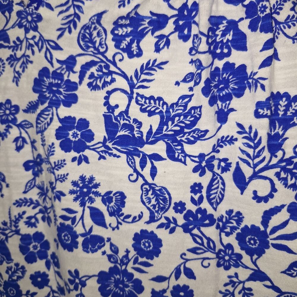 Lands End Tunic Womens Sz M Blue Floral Damask Pattern Peasant Top Boho Chic EUC - Picture 9 of 12